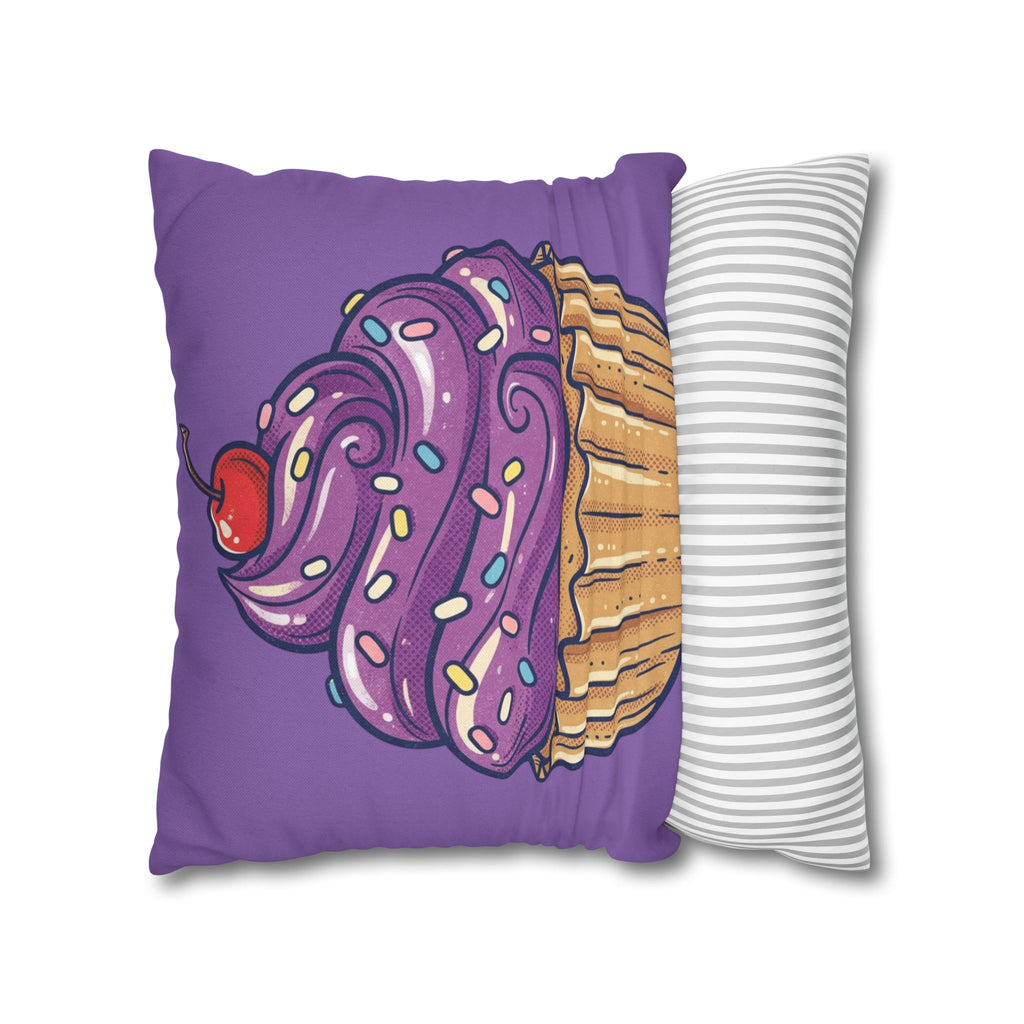 Cupcake Art Pillowcase — Purple Cupcake Decorative Throw Pillow Cover- Light Purple