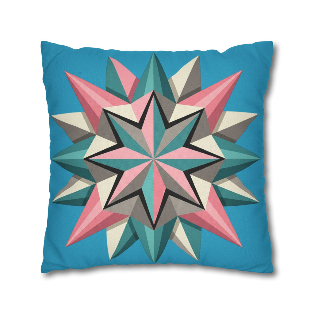 Geometric Starburst Decorative Pillowcase — Turquoise Pink Accent Cushion Cover