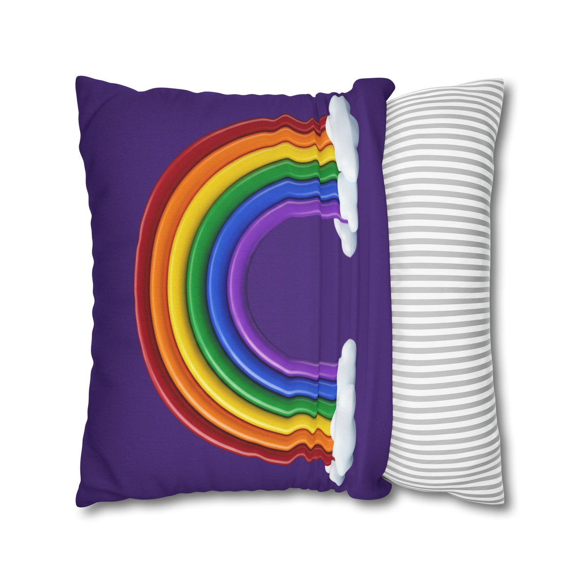 Rainbow Dark Purple Spun Polyester Square Pillowcase