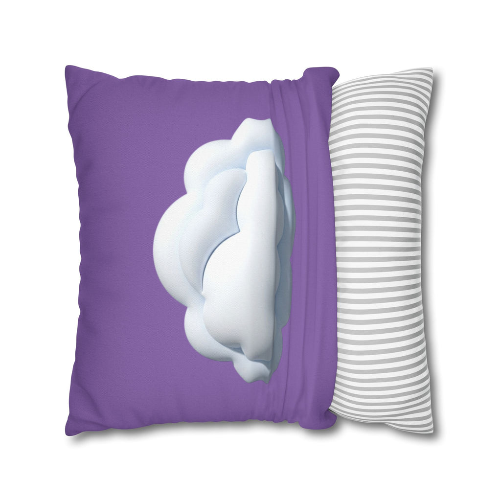 Cloud Graphic Pillowcase — Light Purple Decorative Square Throw Pillow