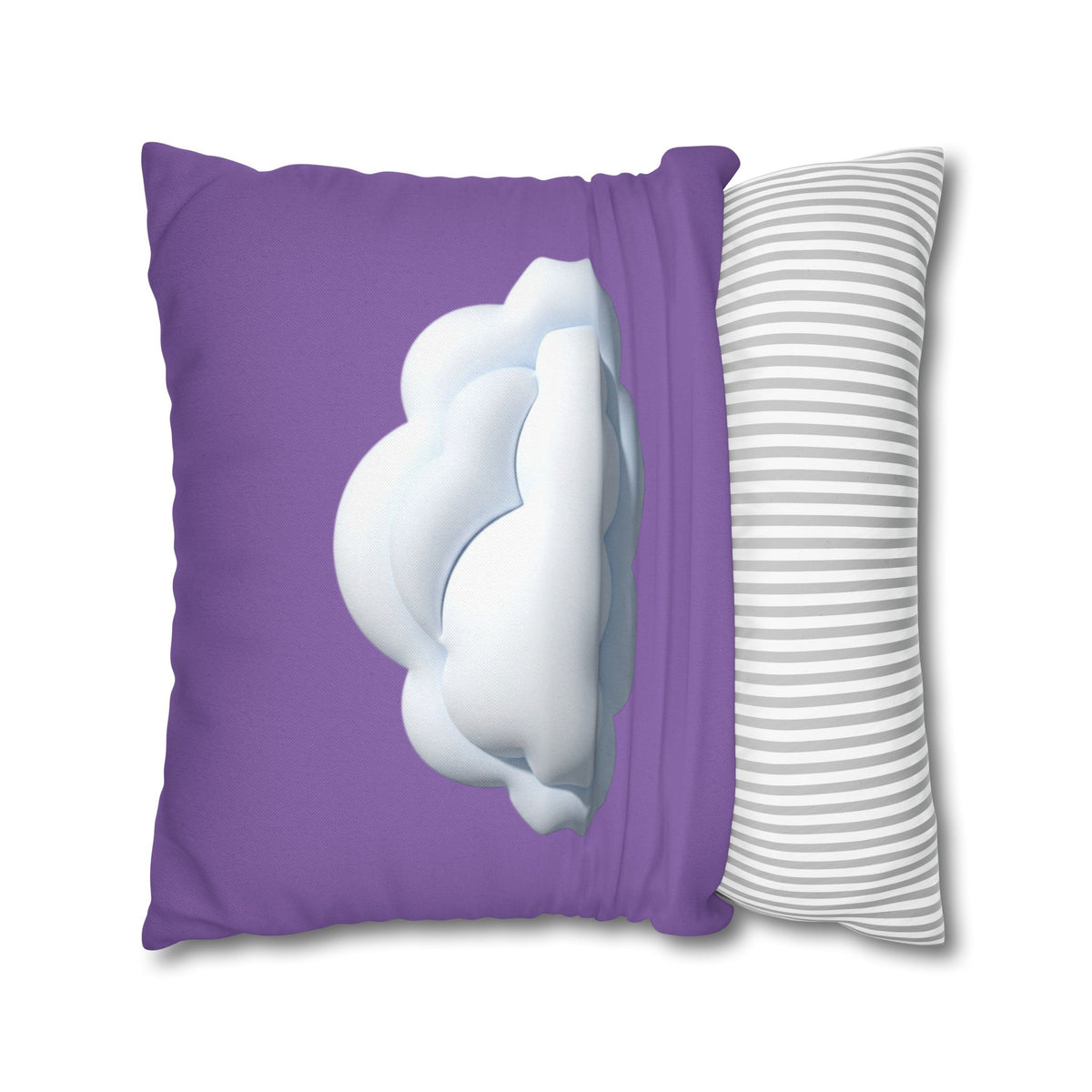 Cloud Graphic Pillowcase — Light Purple Decorative Square Throw Pillow