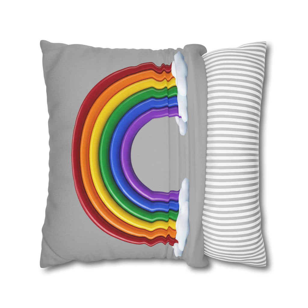 Rainbow Grey Spun Polyester Square Pillowcase