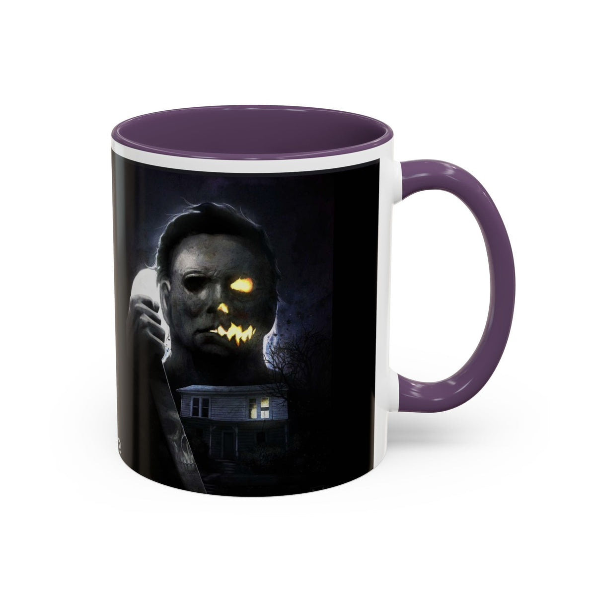 Halloween Michael Myers Accent Coffee Mug — Spooky Horror Movie Jack-O'-Lantern Face (11/15oz)
