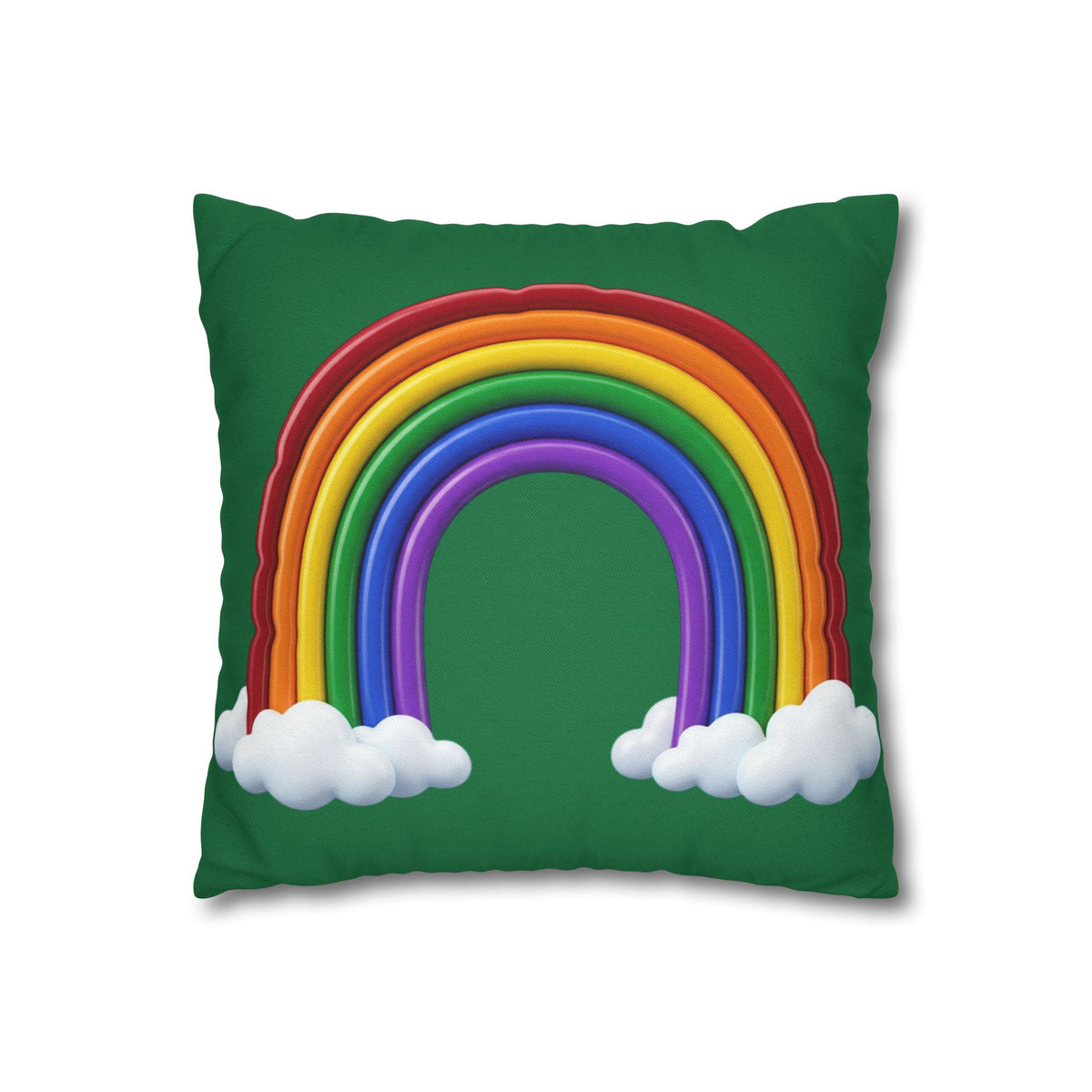 Rainbow Dark Green Spun Polyester Square Pillowcase
