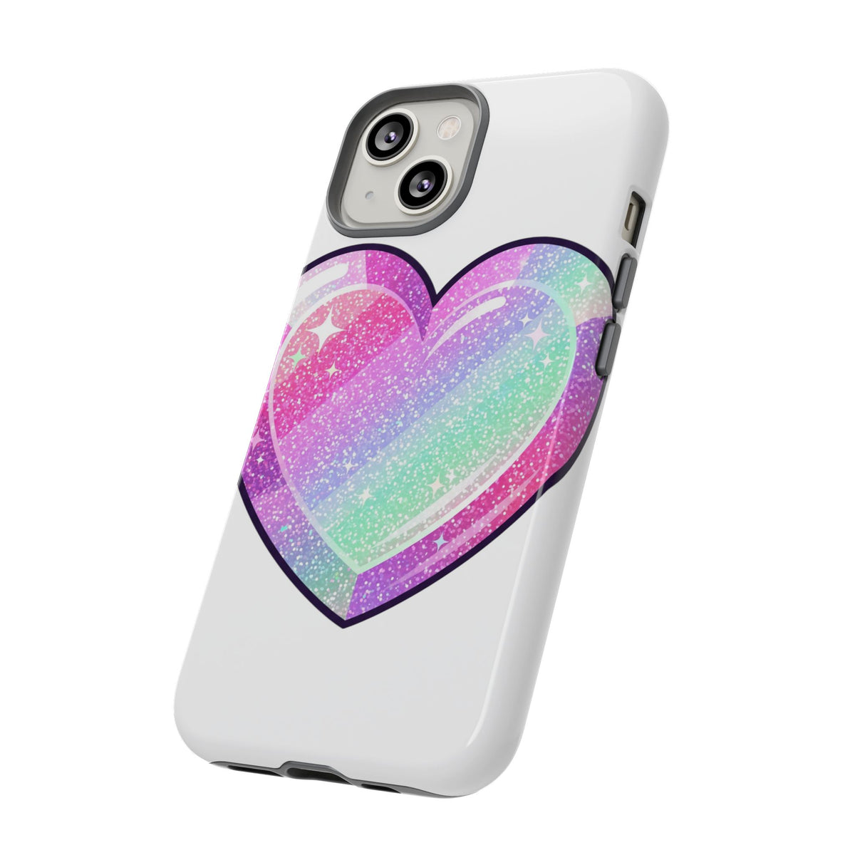 Pastel Glitter Heart Tough Phone Case — Cute Protective Phone Cover