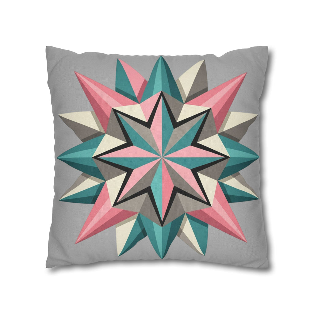 Geometric Starburst Throw Pillowcase — Pink Teal Modern Accent