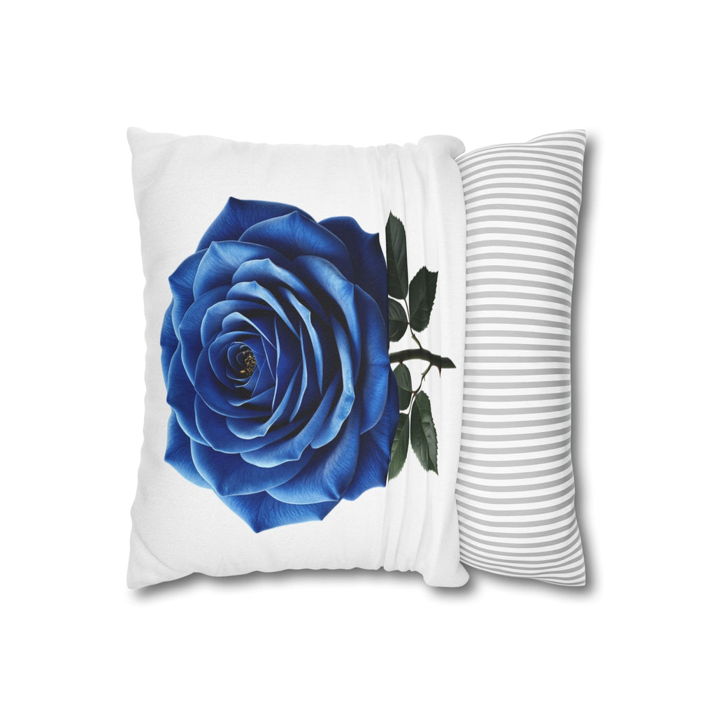 Blue Rose Spun Polyester Square Pillowcase