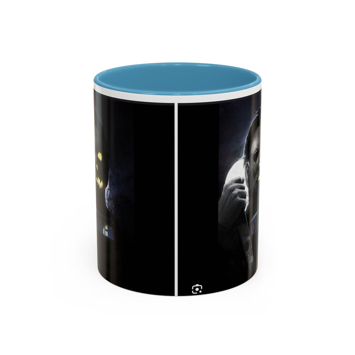 Halloween Michael Myers Accent Coffee Mug — Spooky Horror Movie Jack-O'-Lantern Face (11/15oz)