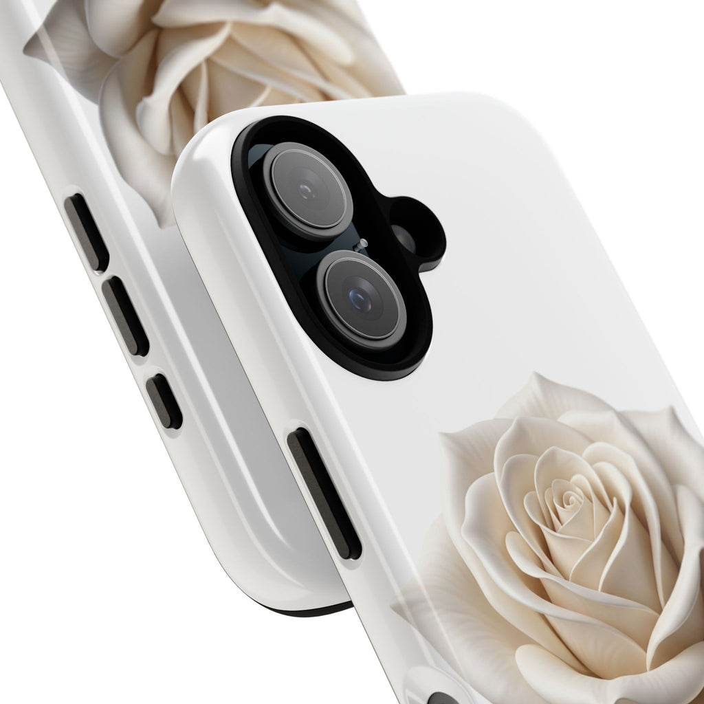 White Rose Tough Phone Case – Elegant Floral Protective Cover