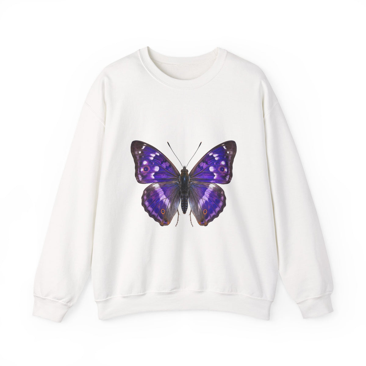 Purple Butterfly Crewneck Sweatshirt — Vibrant Nature Graphic Pullover