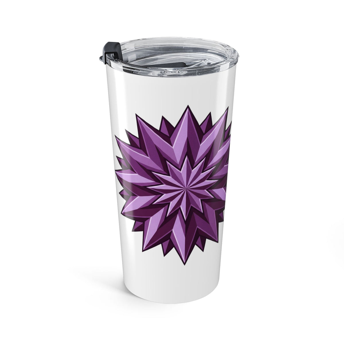20oz Purple Starburst Tumbler — Insulated Travel Cup-White