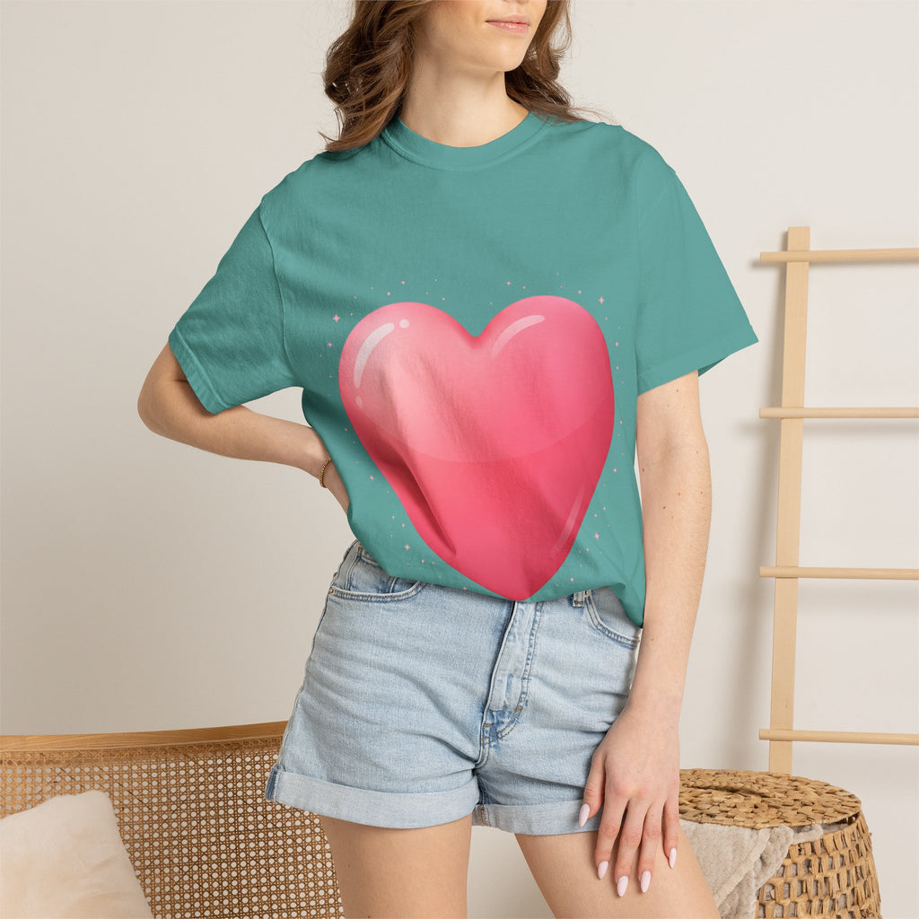 Pink Heart Unisex Garment-Dyed T-shirt