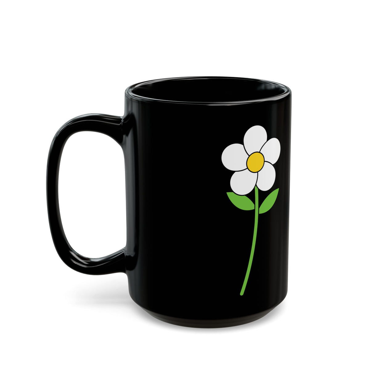 Black Daisy Mug — Cute Minimal Flower Coffee Cup (11oz & 15oz)