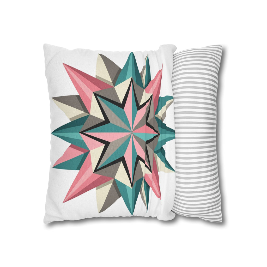 Geometric Starburst Throw Pillowcase — Pink Teal Modern Decorative Cushion Cover