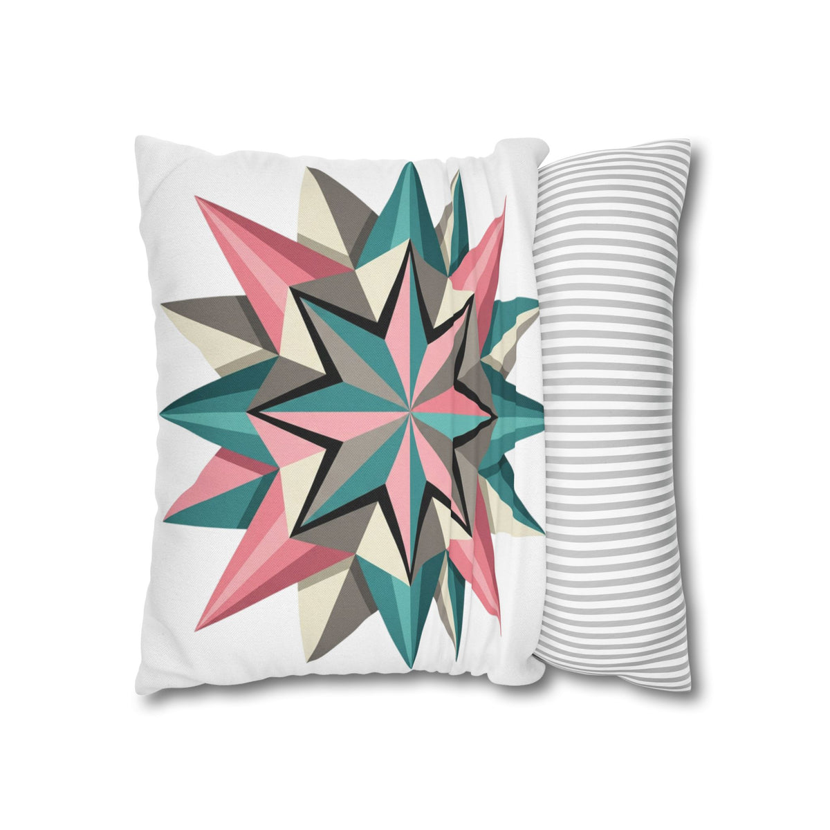 Geometric Starburst Throw Pillowcase — Pink Teal Modern Decorative Cushion Cover