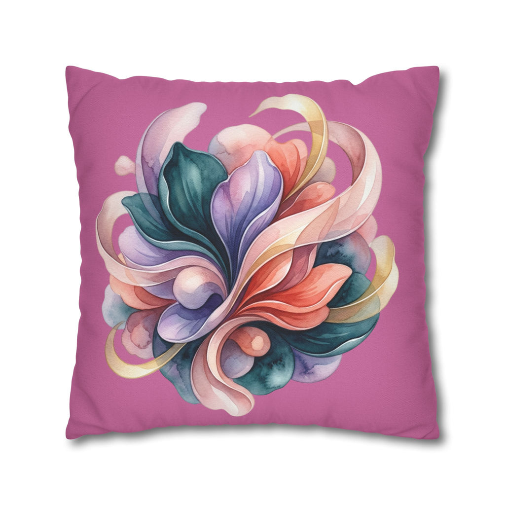 Floral Swirl Decorative Pillow — Pink Abstract Botanical Accent