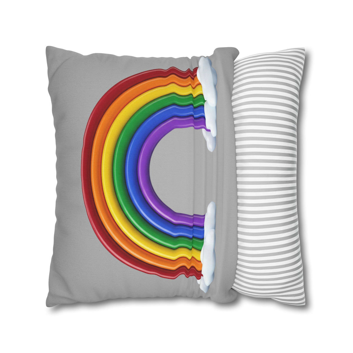 Rainbow Grey Spun Polyester Square Pillowcase