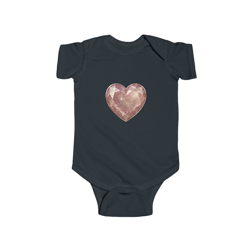 Rose Gold Glitter Heart Infant Bodysuit — Cute Baby Heart One-Piece