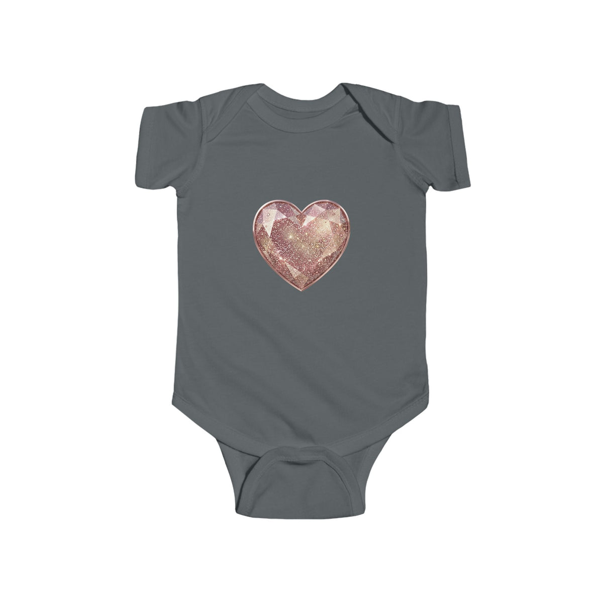 Rose Gold Glitter Heart Infant Bodysuit — Cute Baby Heart One-Piece