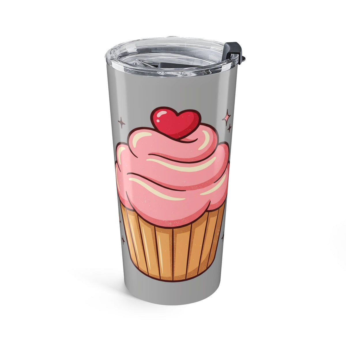 Pink Cupcake Tumbler 20oz- Light Grey