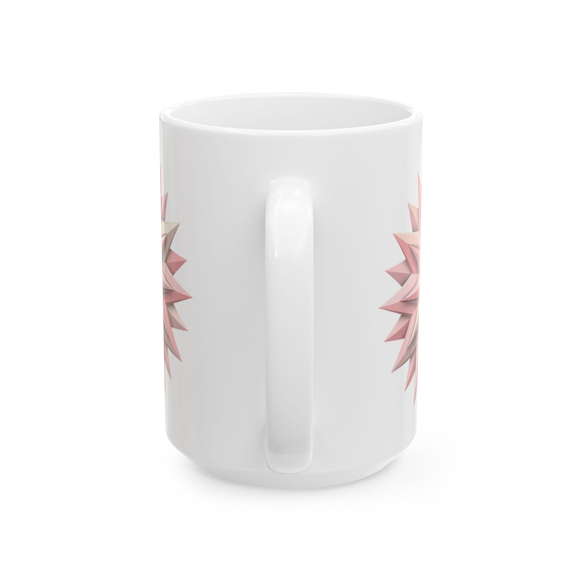 Pink Geometric Star Ceramic Mug — Floral Mandala Coffee Cup (11oz & 15oz)