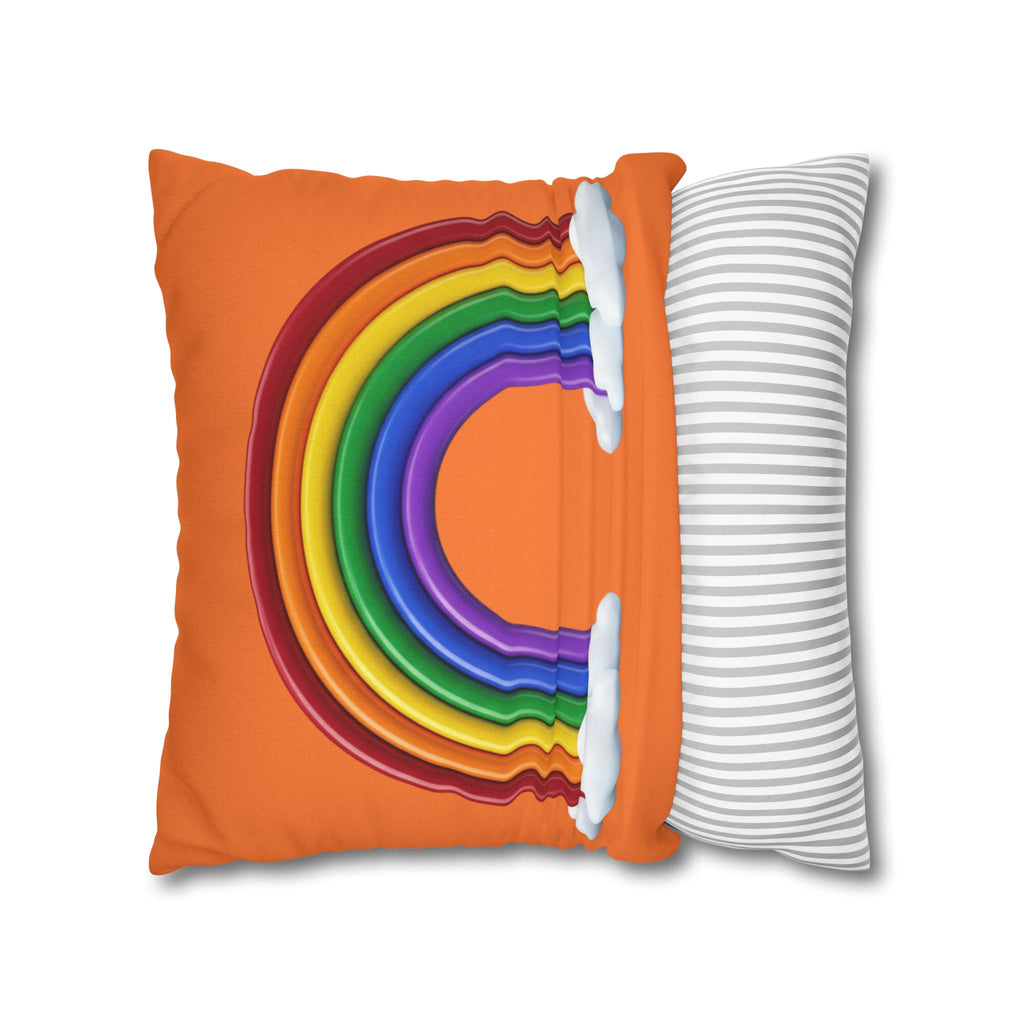 Rainbow Orange Spun Polyester Square Pillowcase