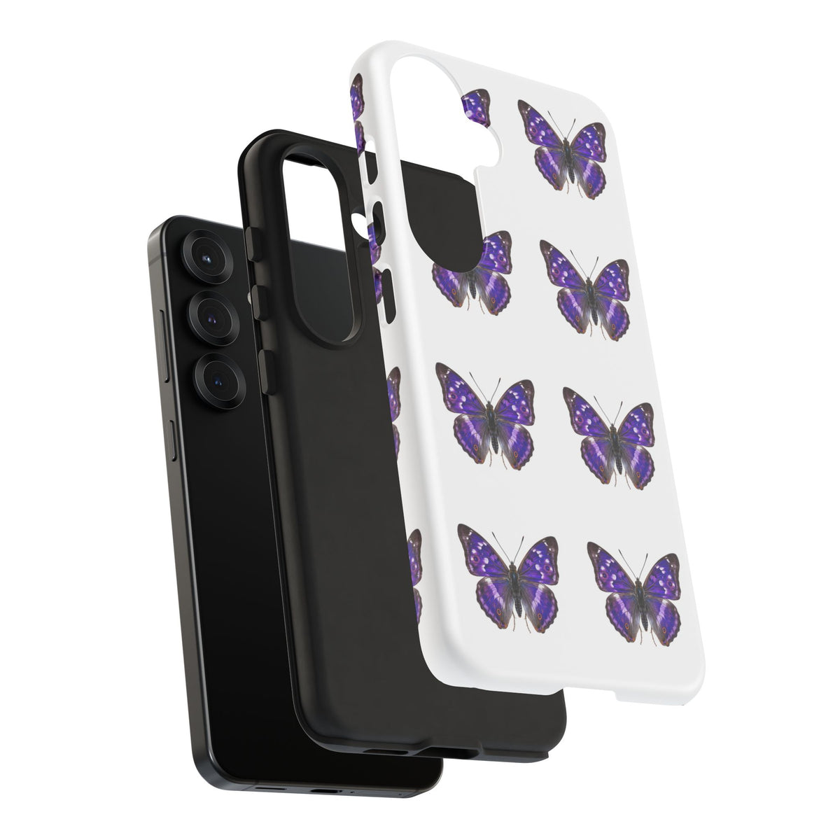 Purple Butterfly Tough Phone Case — Durable Protective iPhone Case with Repeating Butterfly Pattern