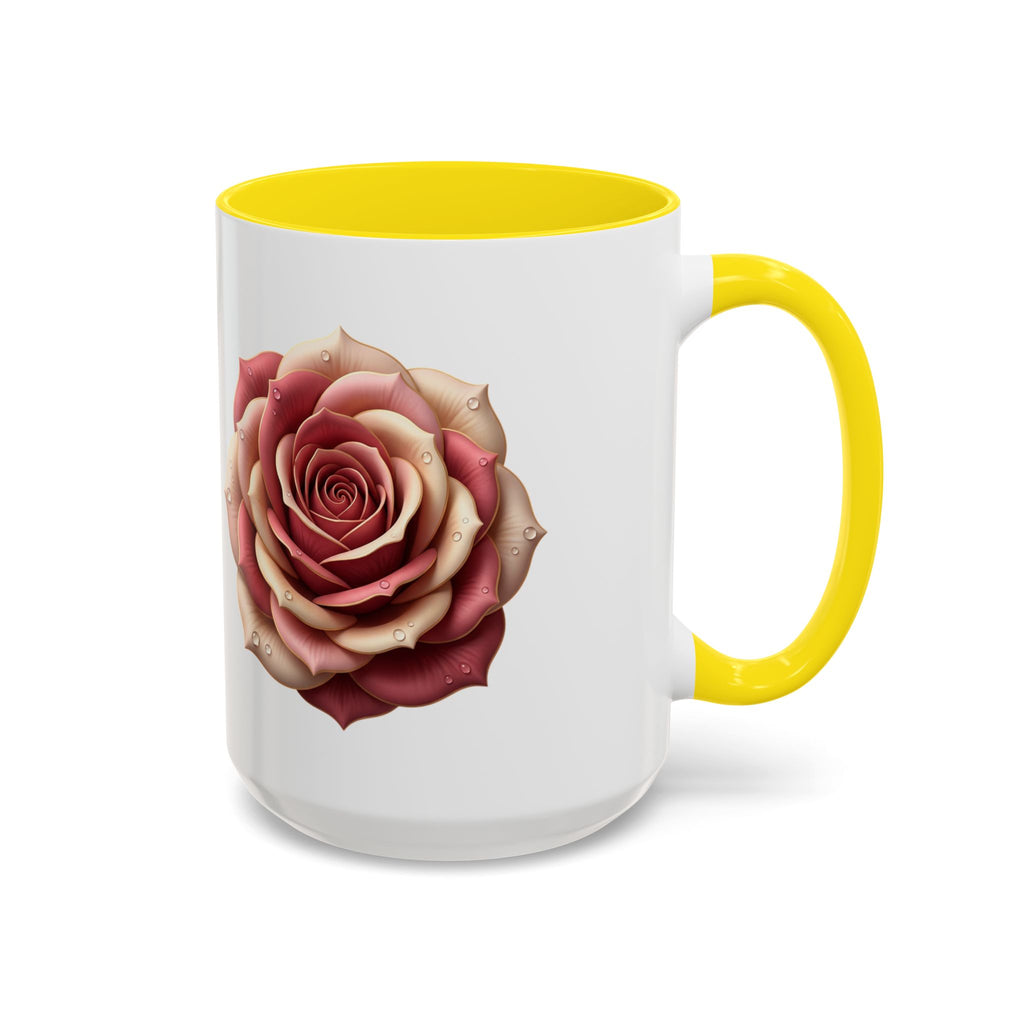 Rose Waterdrop Accent Coffee Mug — Floral 11/15oz