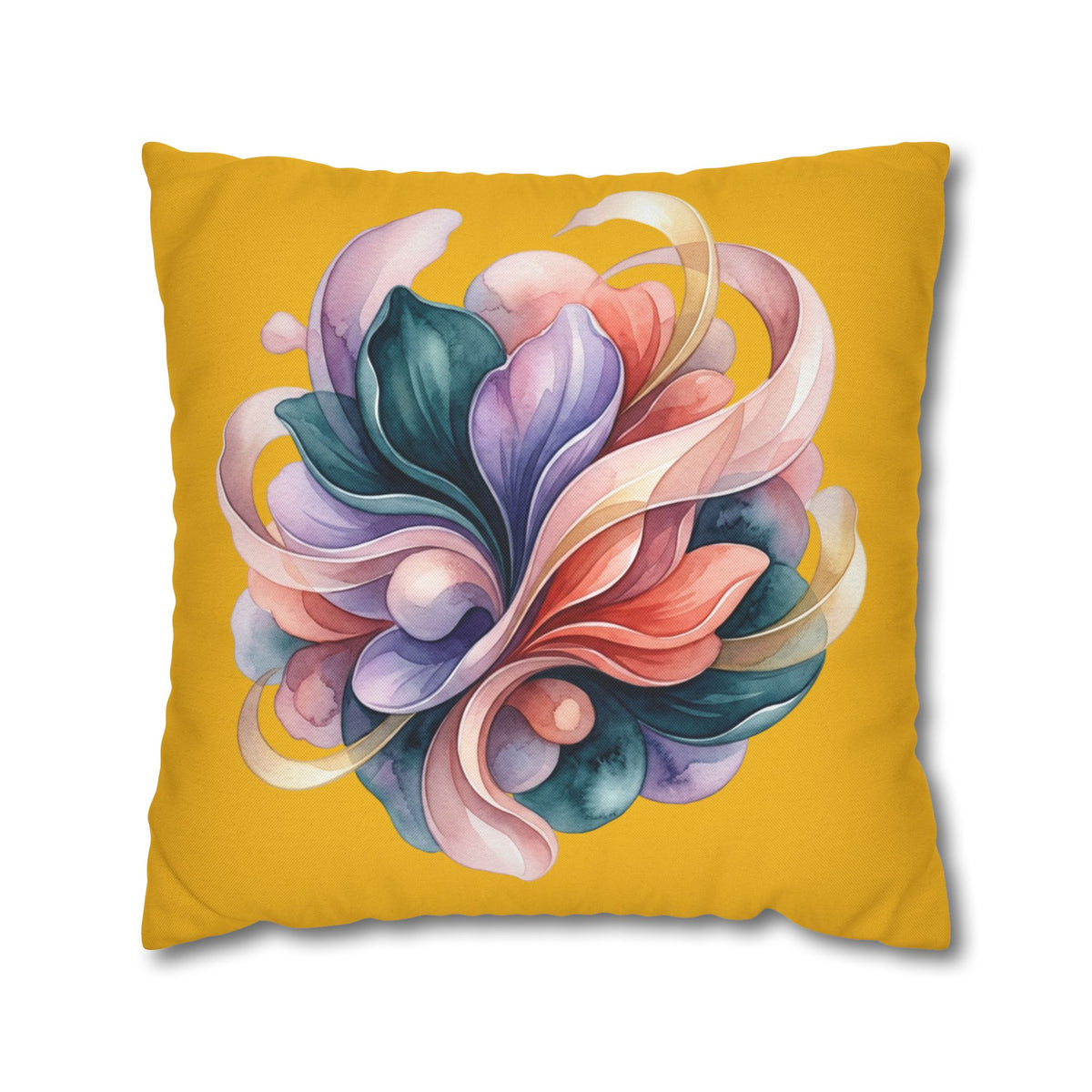 Floral Swirl Decorative Pillowcase — Vibrant Yellow Abstract Bloom