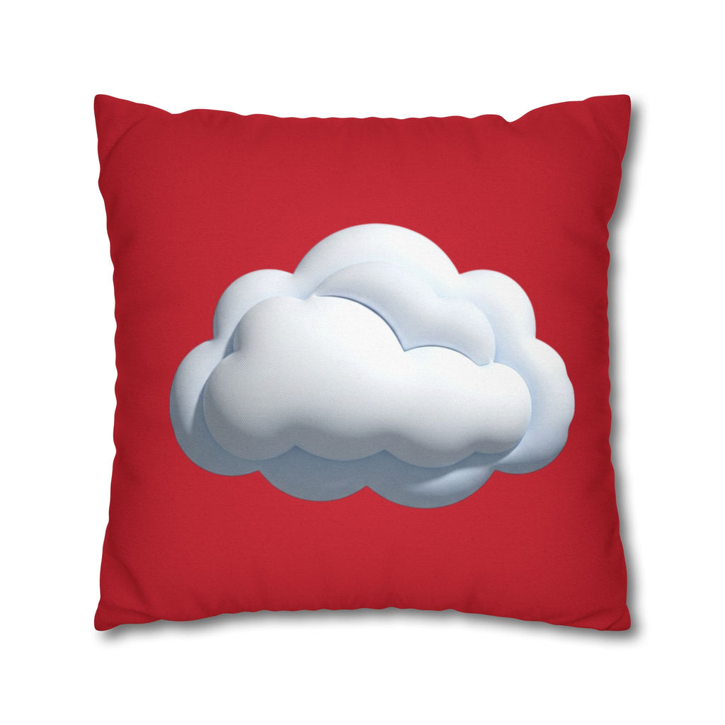 Cloud Graphic Dark Red Pillowcase — Cute White Cloud on Red Decorative Throw Pillow Cover