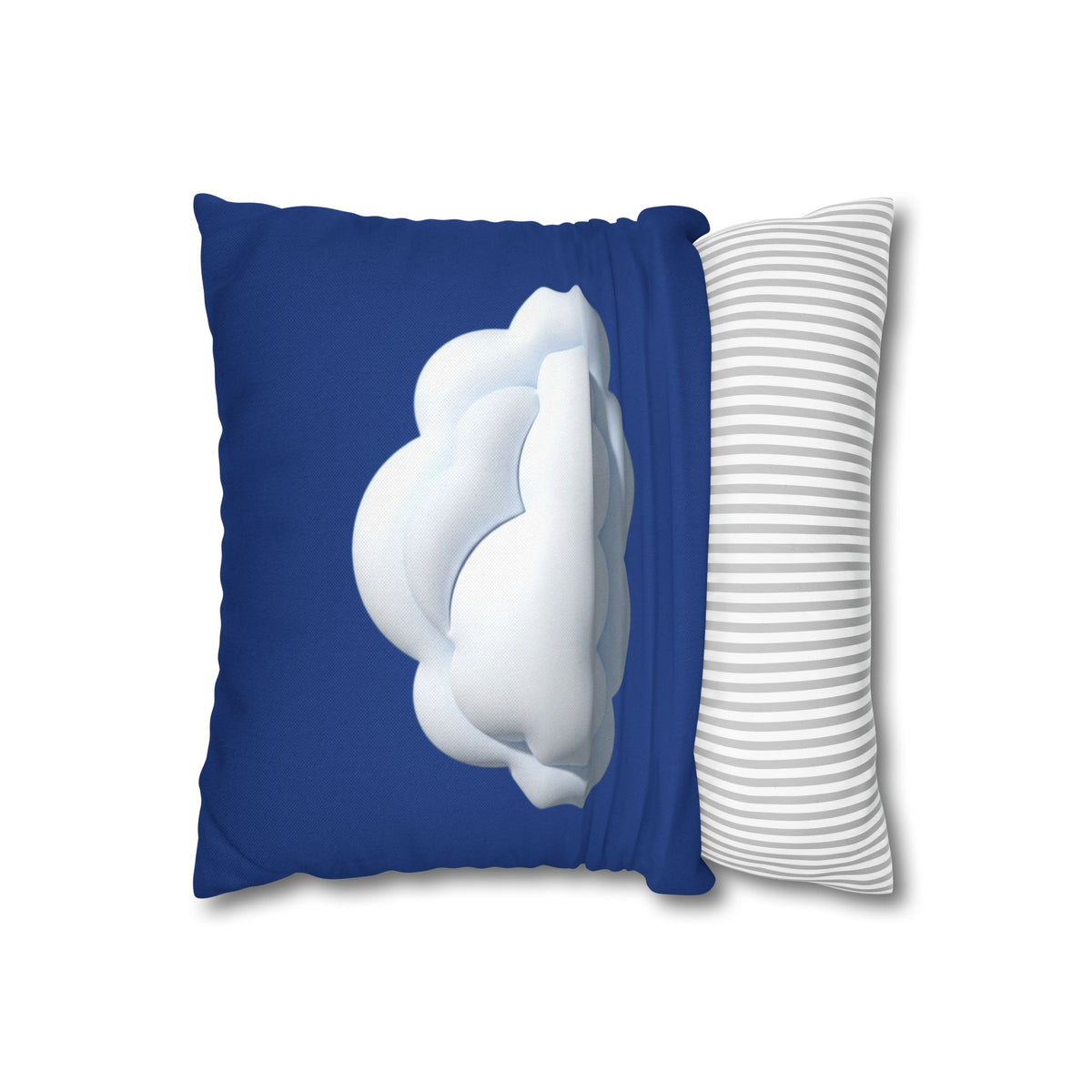 Cloud Navy Pillowcase – Soft White Cloud Design on Blue Square Pillow