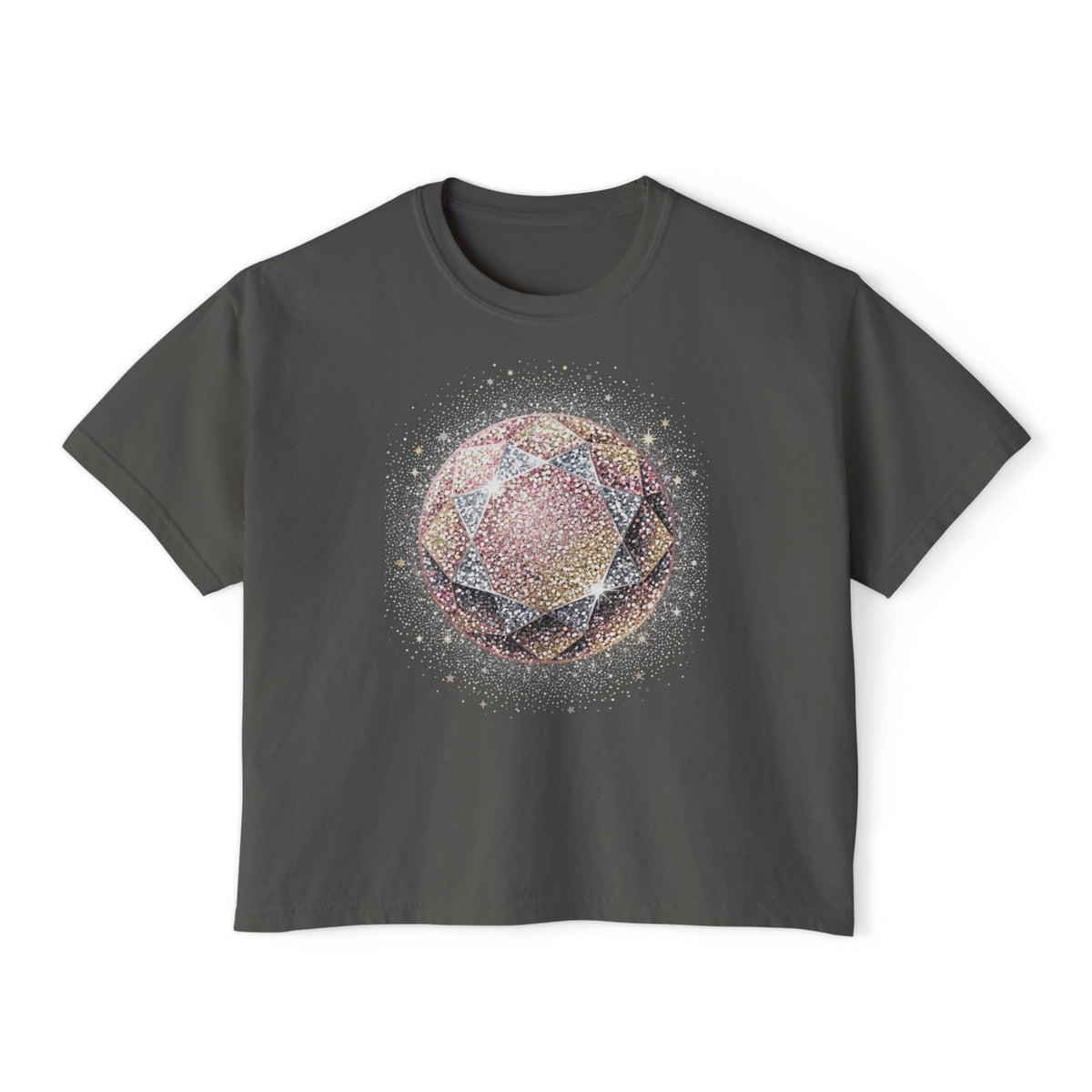 Women's Boxy Tee — Watercolor Geode Crystal Graphic