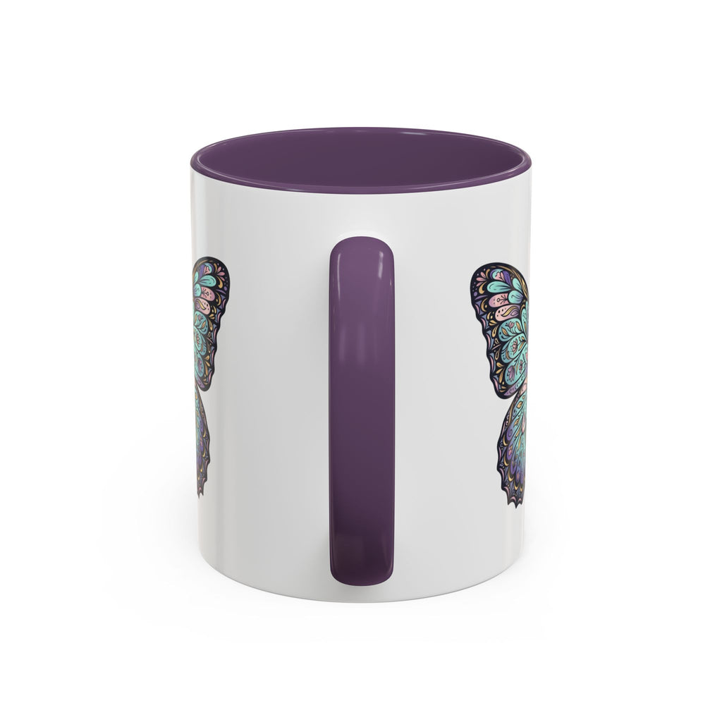Butterfly Accent Coffee Mug — Teal Mandala Wing Design (11/15oz)