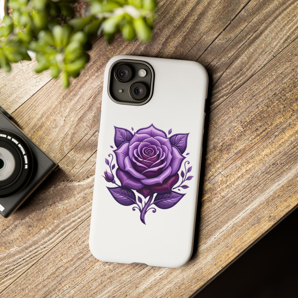 Purple Rose Tough Phone Case — Floral Protective Phone Cover