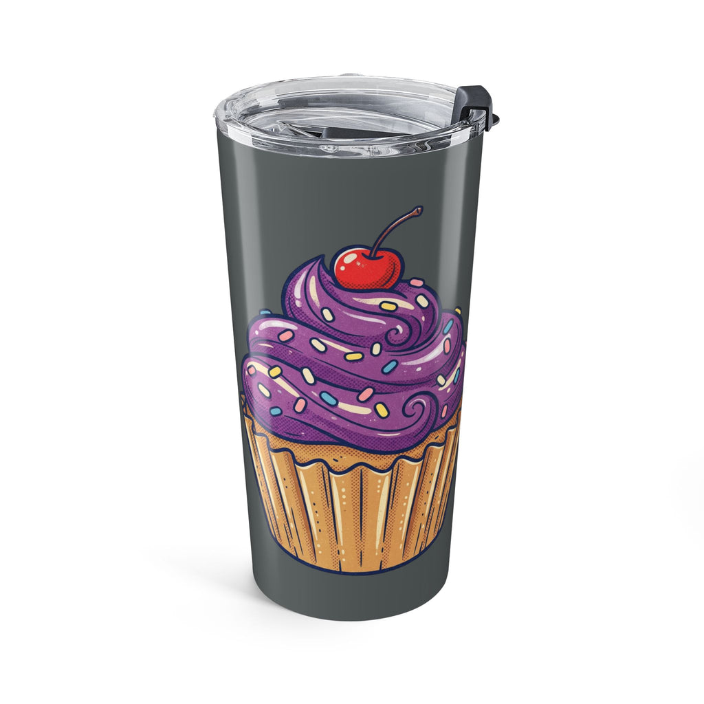 20oz Cupcake Tumbler Dark Grey — Purple Frosting Insulated Travel Cup