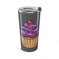 20oz Cupcake Tumbler Dark Grey — Purple Frosting Insulated Travel Cup