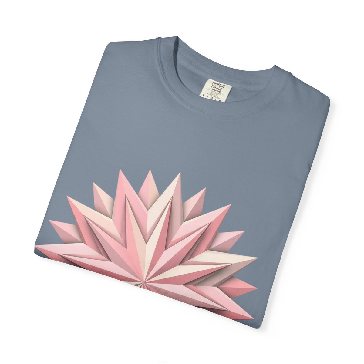 Geometric Rose Star T-Shirt — Pink 3D Origami Floral Tee