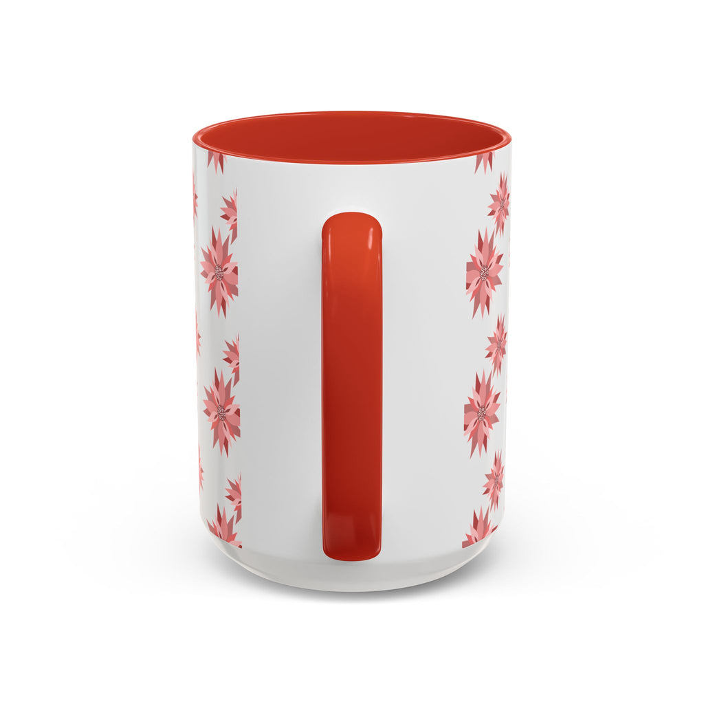 Pink Geometric Floral Accent Coffee Mug — 11/15oz