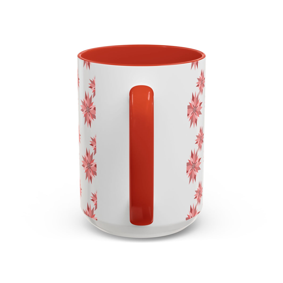 Pink Geometric Floral Accent Coffee Mug — 11/15oz