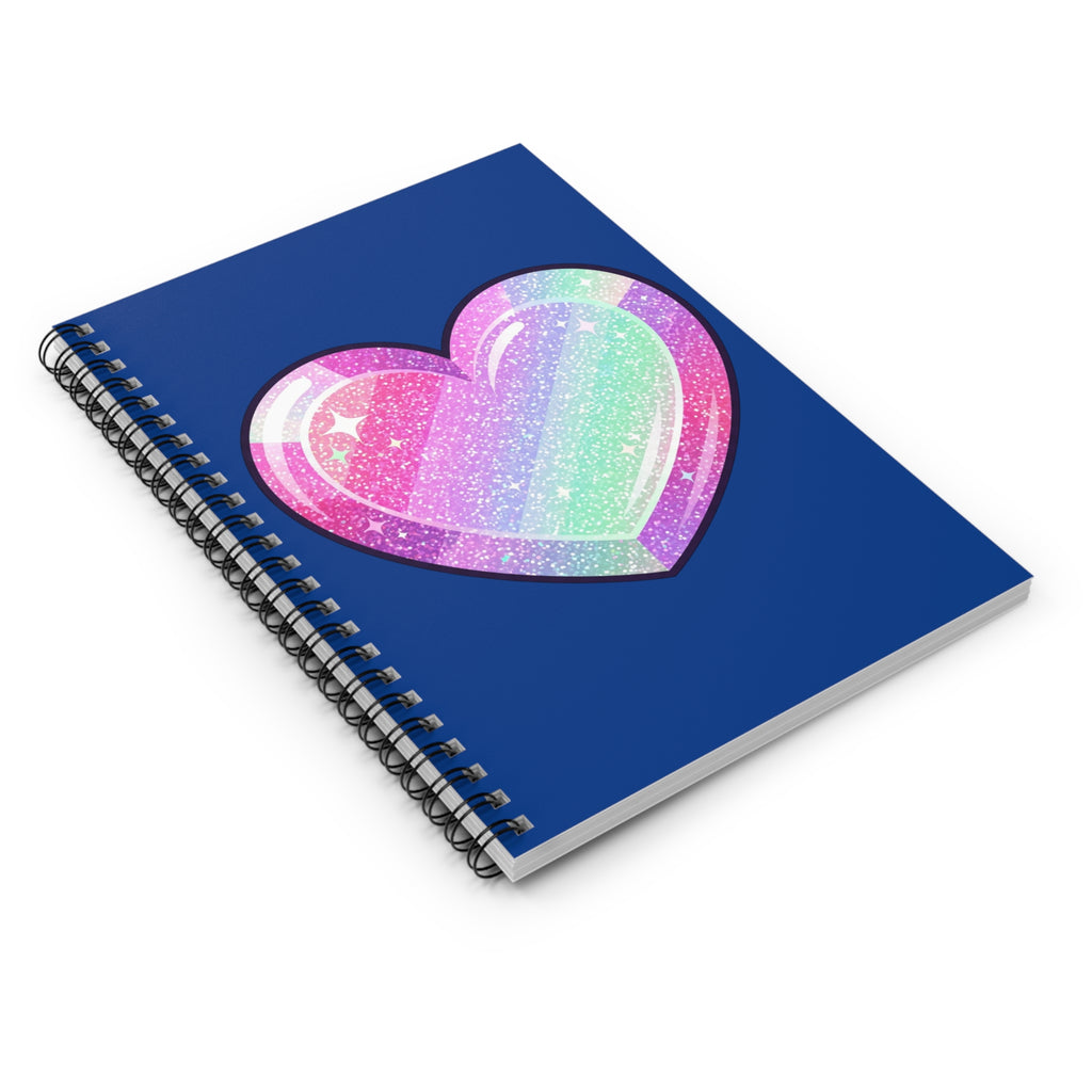 Glitter Pastel Heart Spiral Notebook — Ruled Journal for Teens & Gifts- Navy