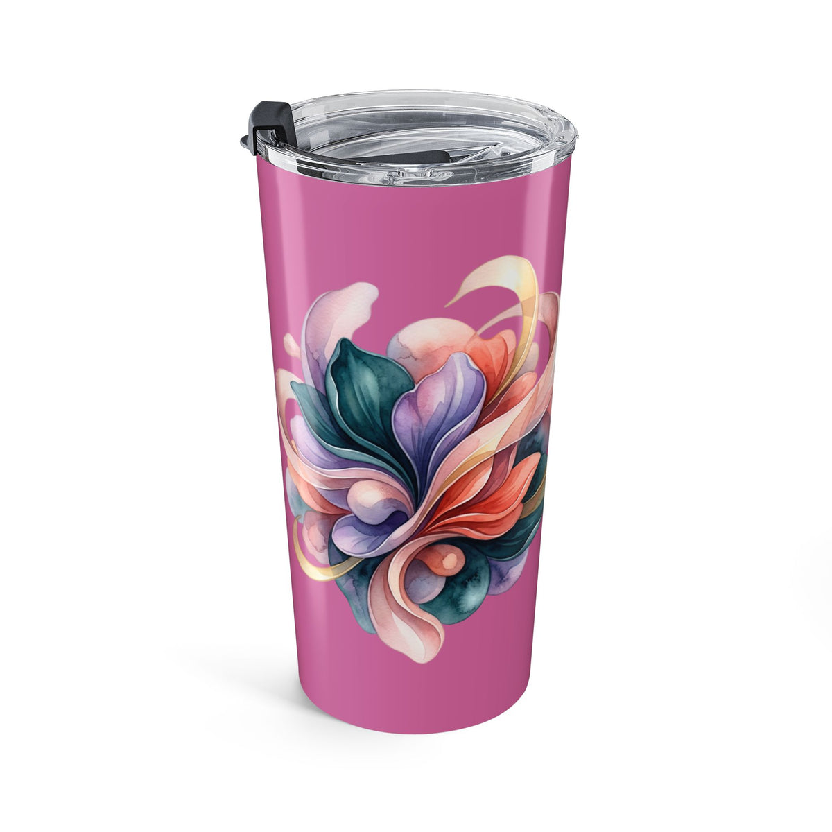 Floral Swirl 20oz Tumbler — Pink Artistic Flower Travel Mug