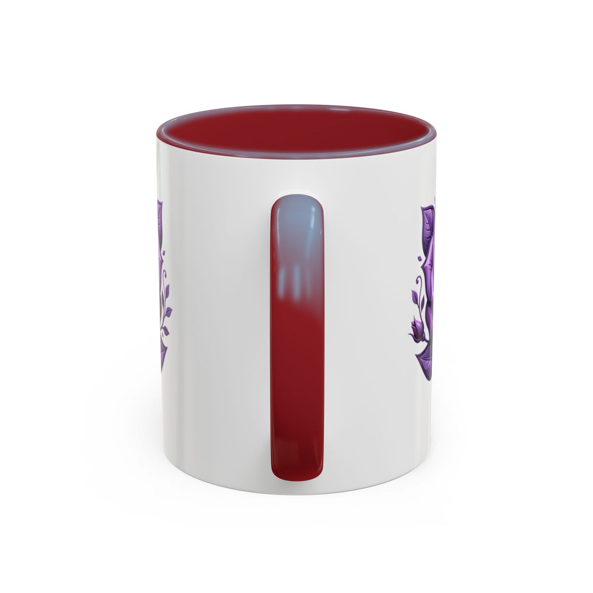 Purple Rose Accent Coffee Mug — Floral Gothic Tea Cup for Women & Gifts
