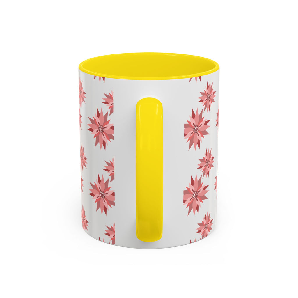 Pink Geometric Floral Accent Coffee Mug — 11/15oz