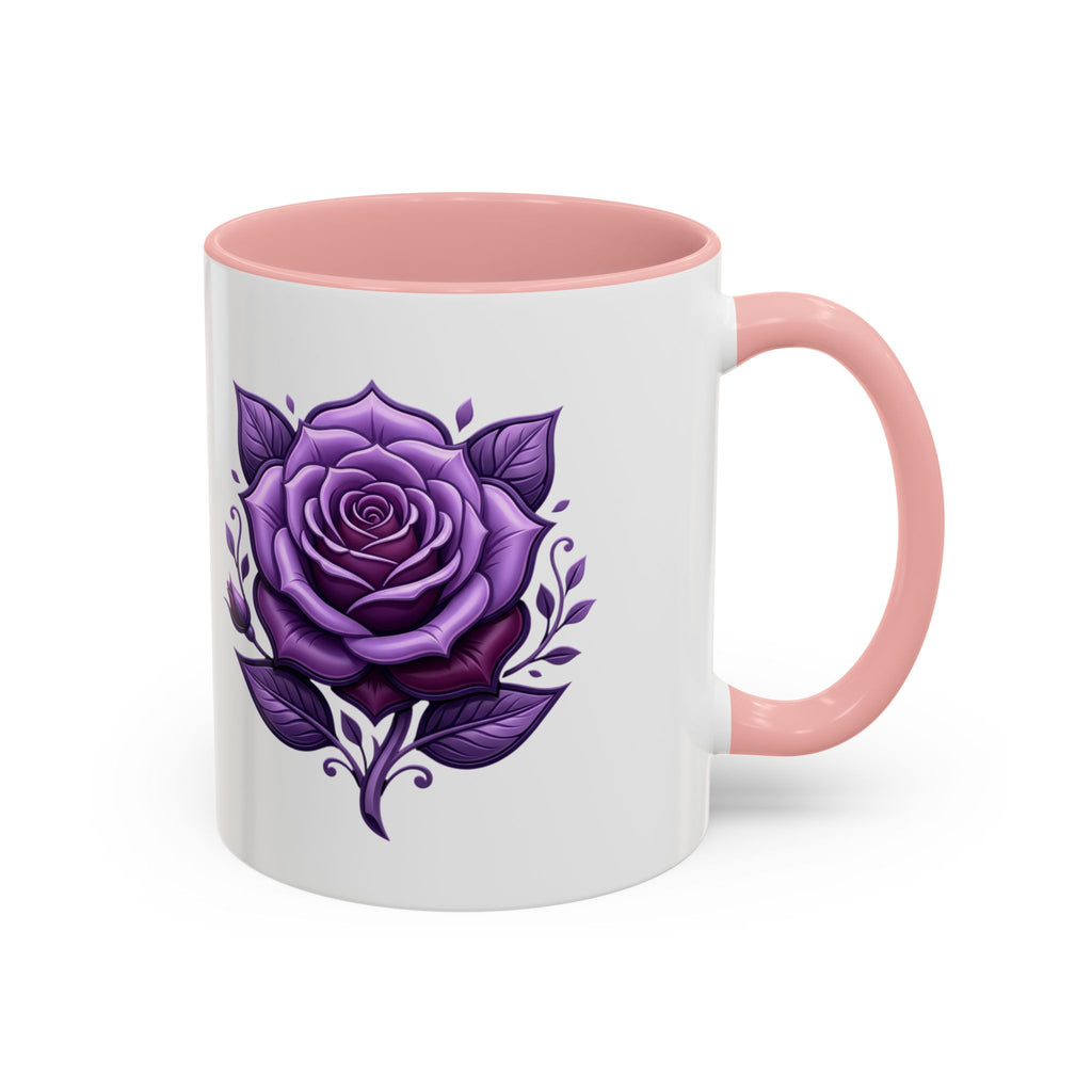 Purple Rose Accent Coffee Mug — Floral Gothic Tea Cup for Women & Gifts