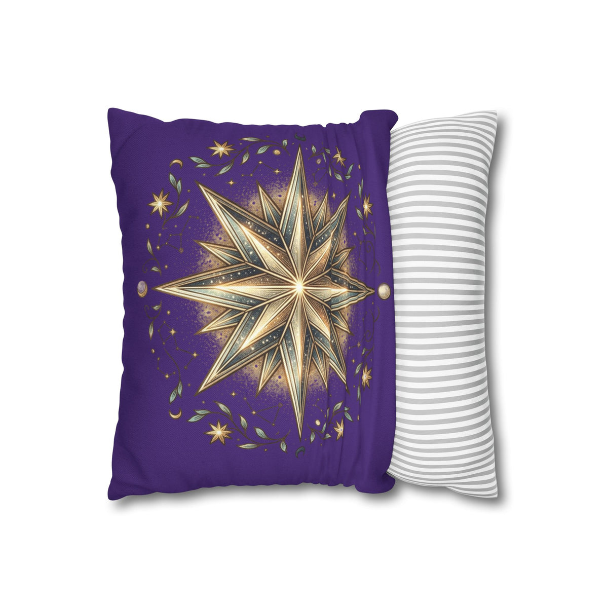 Star Print Dark Purple Spun Polyester Square Pillowcase