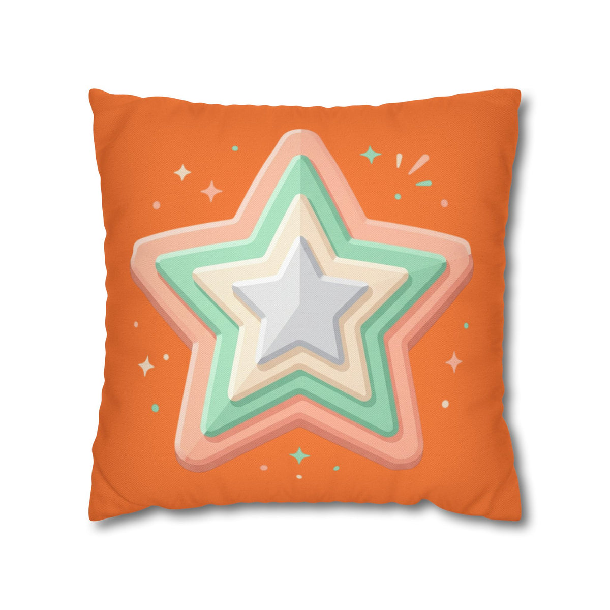 Star Shape Orange Spun Polyester Square Pillowcase