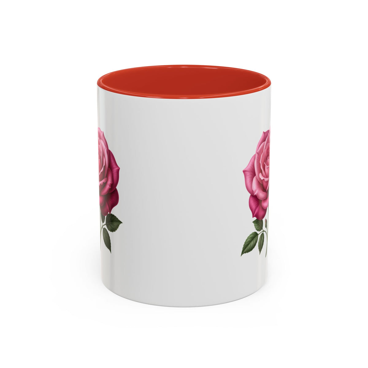 Pink Rose Accent Coffee Mug — Floral Tea & Coffee Cup (11/15 oz)