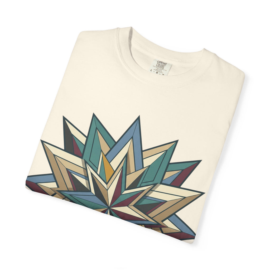 Geometric Starburst T-Shirt — Vintage Compass Rose Graphic Tee