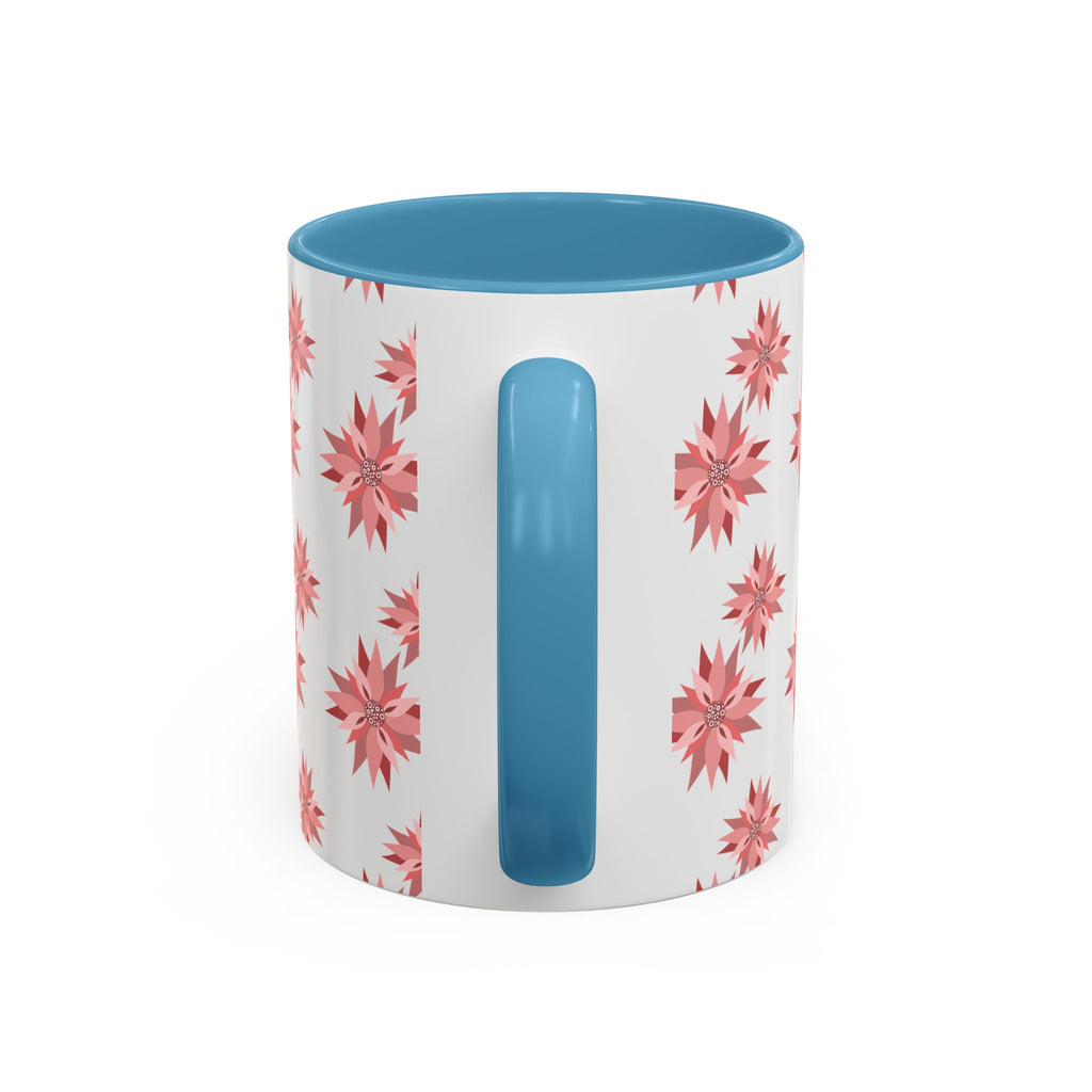 Pink Geometric Floral Accent Coffee Mug — 11/15oz