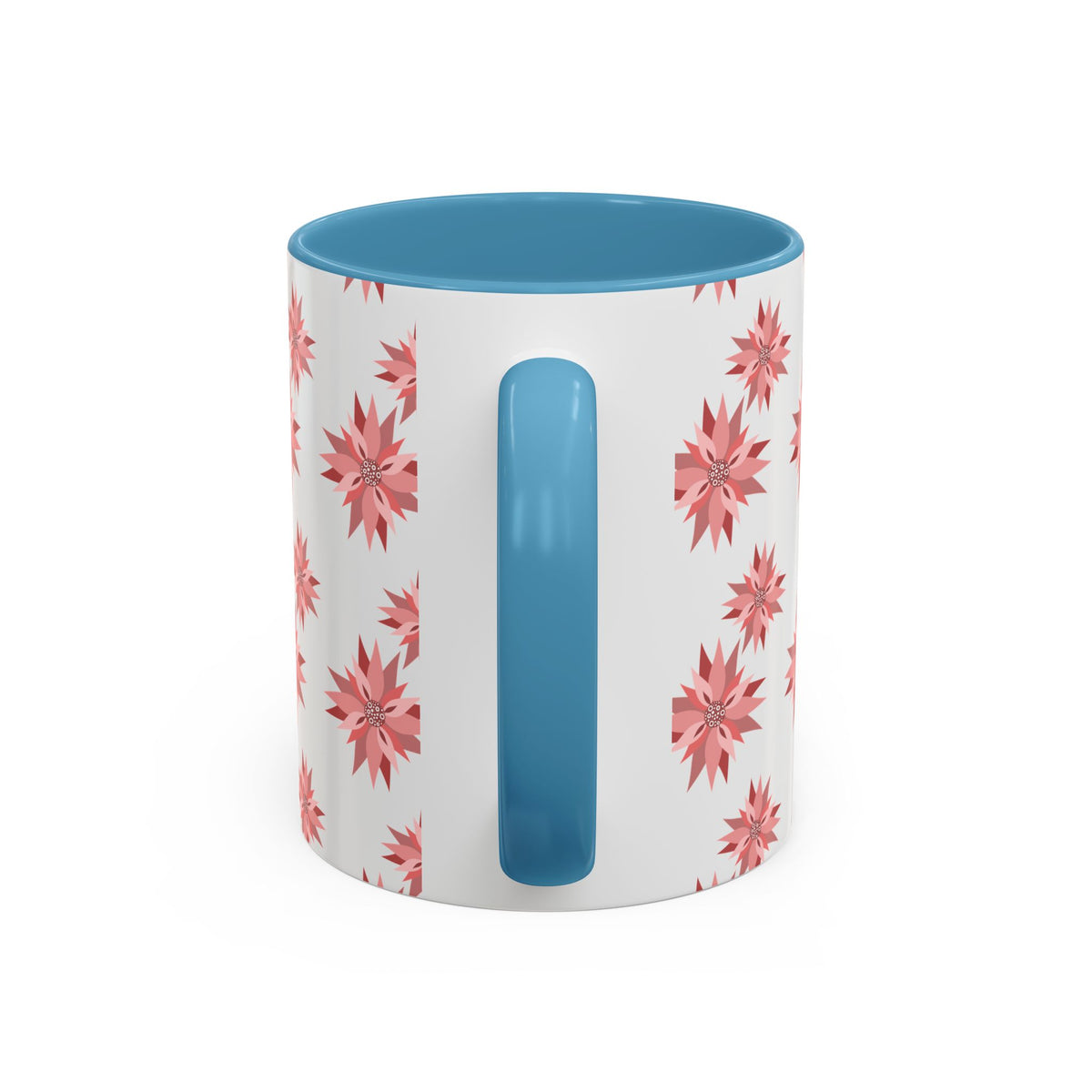Pink Geometric Floral Accent Coffee Mug — 11/15oz